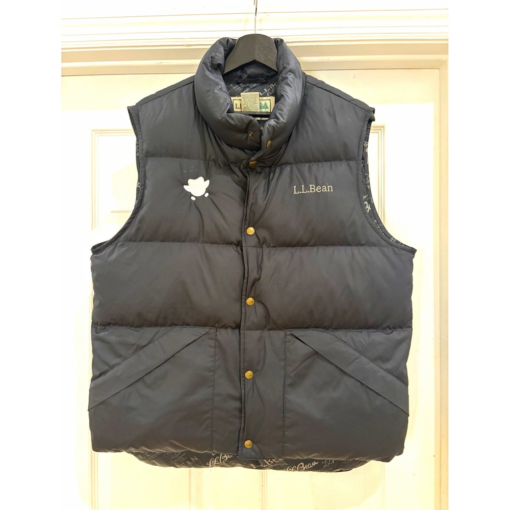 L.L.Bean DownTek Gray Down Puffer Vest Men Snap Front Stand-Up Pockets Medium